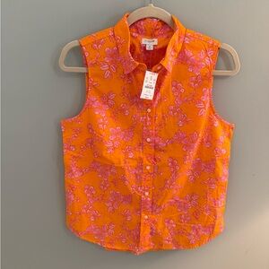 J.Crew Vibrant Orange and Pink Floral Shirt